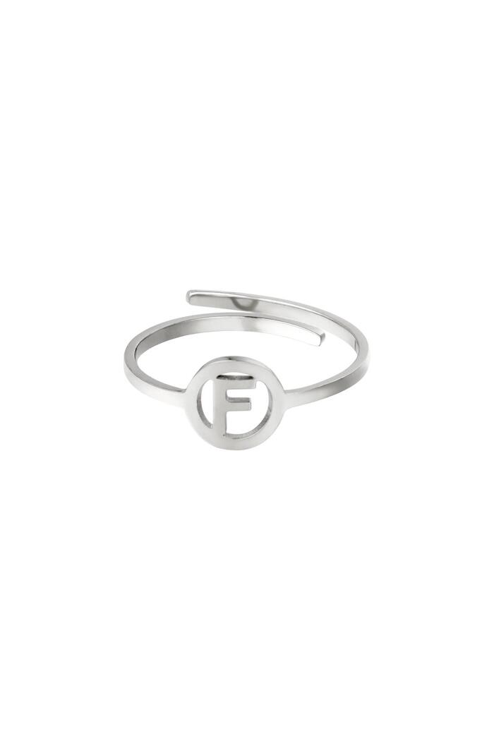 Stainless steel ring initial F Silver 