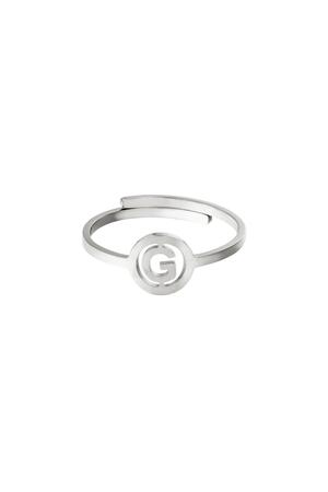 RVS ring initiaal G Zilver Stainless Steel h5 