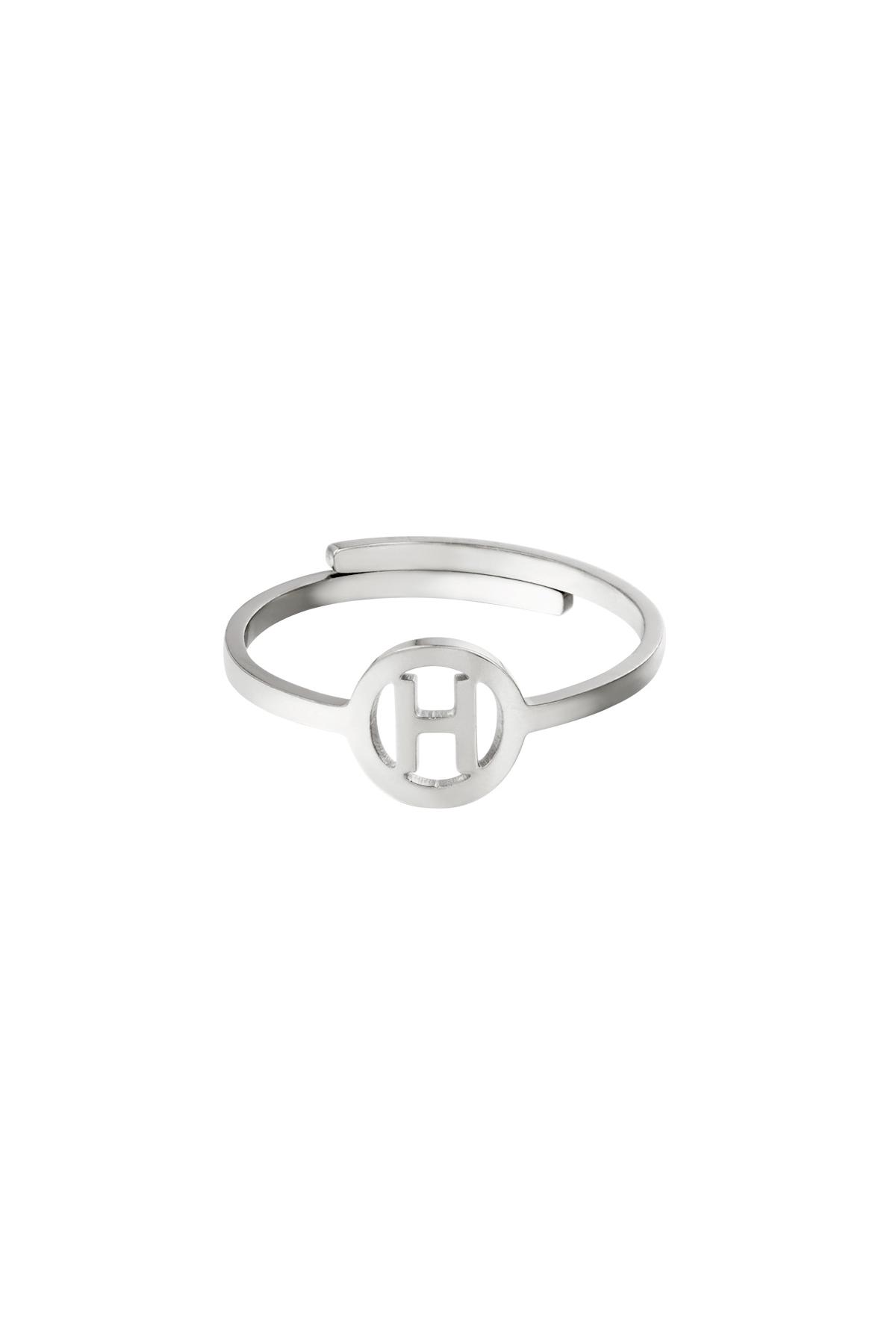 Stainless steel ring initial H Silver