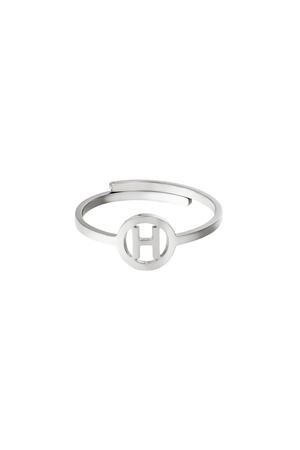 RVS ring initiaal H Zilver Stainless Steel h5 