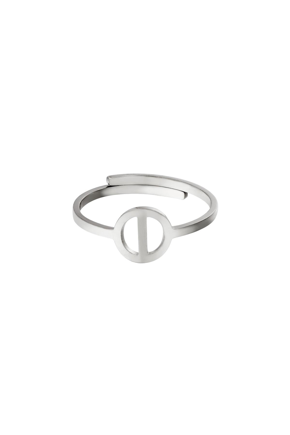 Stainless steel ring initial I Silver color