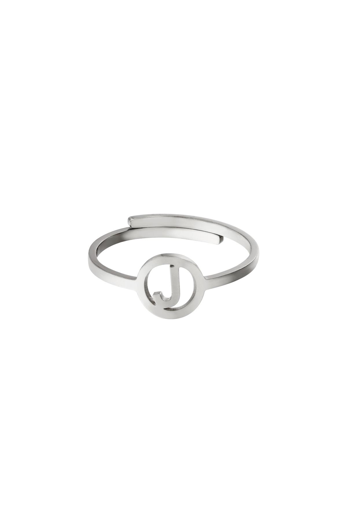 Stainless steel ring initial J Silver color 2