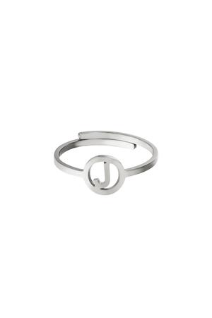 Stainless steel ring initial J Silver h5 