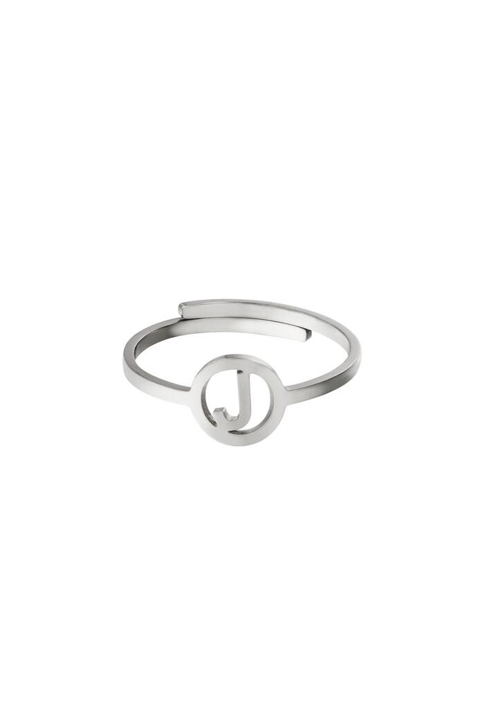 Stainless steel ring initial J Silver 