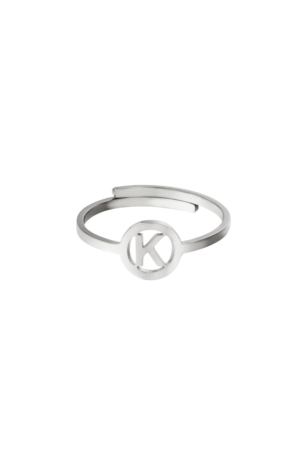 Stainless steel ring initial K Silver color 2