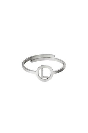 RVS ring initiaal L Zilver Stainless Steel h5 