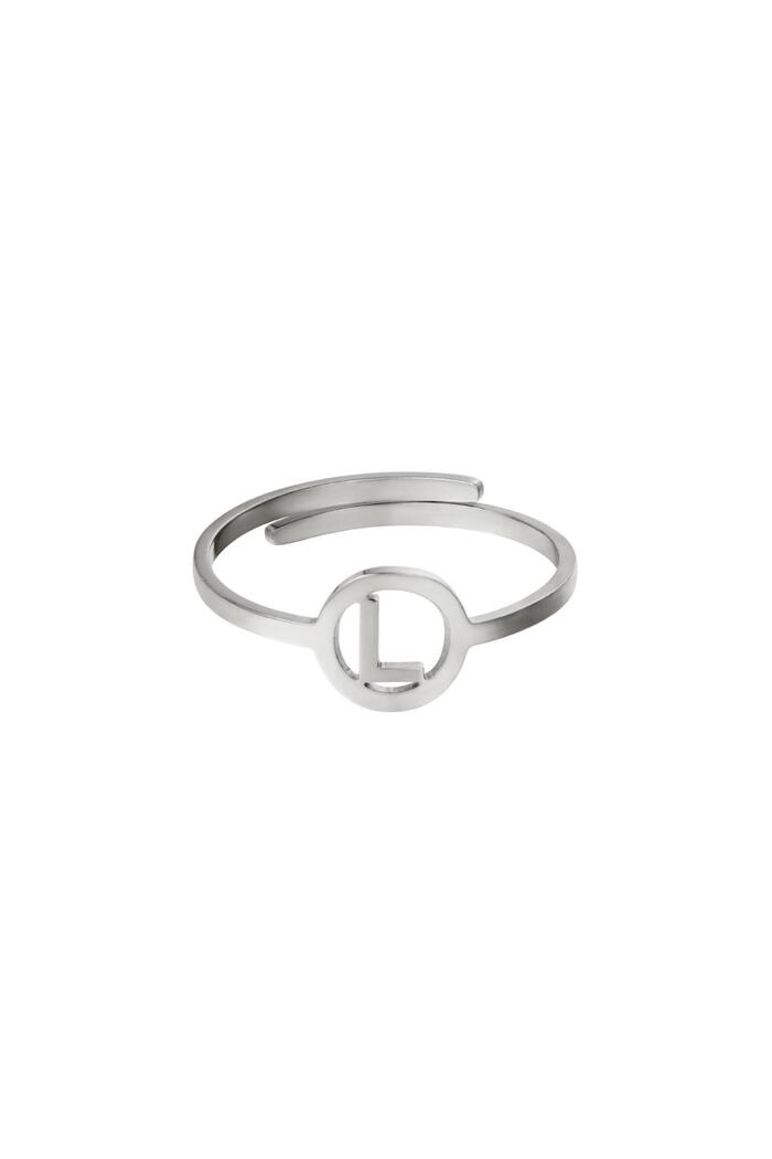 RVS ring initiaal L Zilver Stainless Steel 