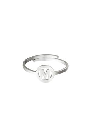 RVS ring initiaal M Zilver Stainless Steel h5 