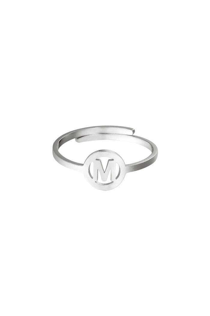 RVS ring initiaal M Zilver Stainless Steel 