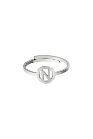 Stainless steel ring initial N Silver h5 