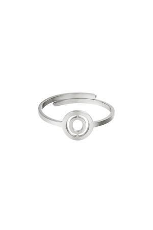 Stainless steel ring initial O Silver h5 