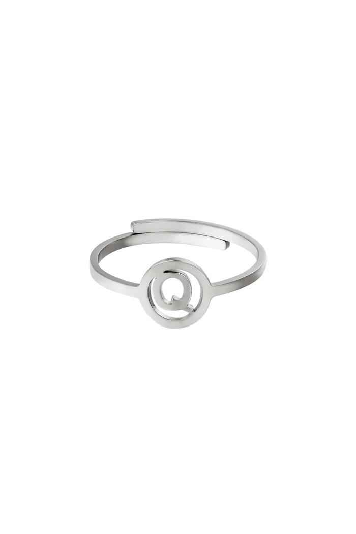 Stainless steel ring initial Q Silver 