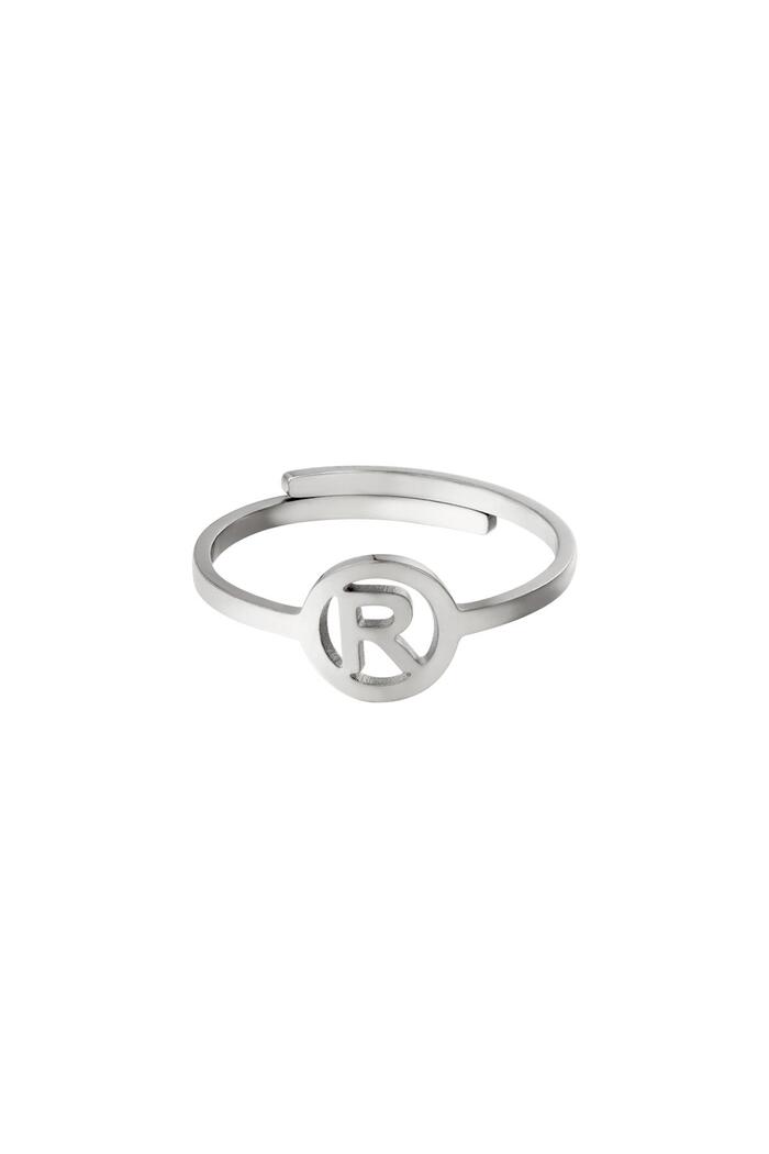 RVS ring initiaal R Zilver Stainless Steel 