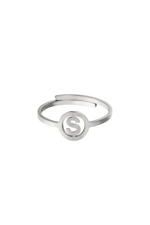 RVS ring initiaal S Zilver Stainless Steel h5 