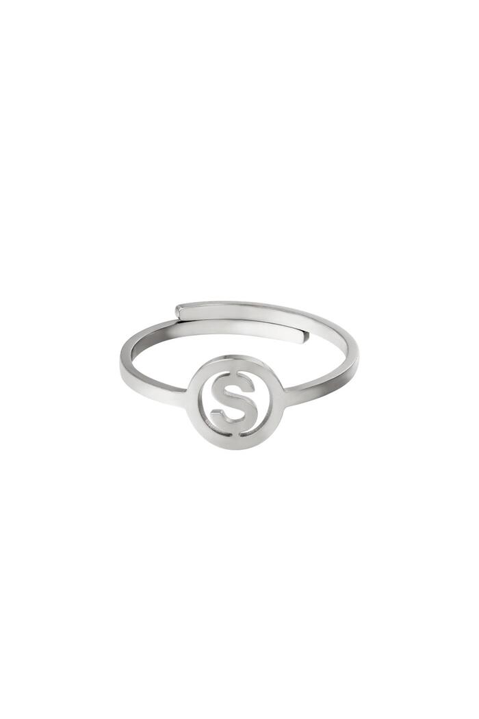 Stainless steel ring initial S Silver 