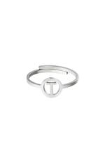 Silver / Stainless steel ring initial T Silver Picture20