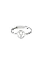Silver / Stainless steel ring initial V Silver Picture22