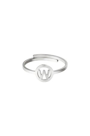 Stainless steel ring initial W Silver h5 