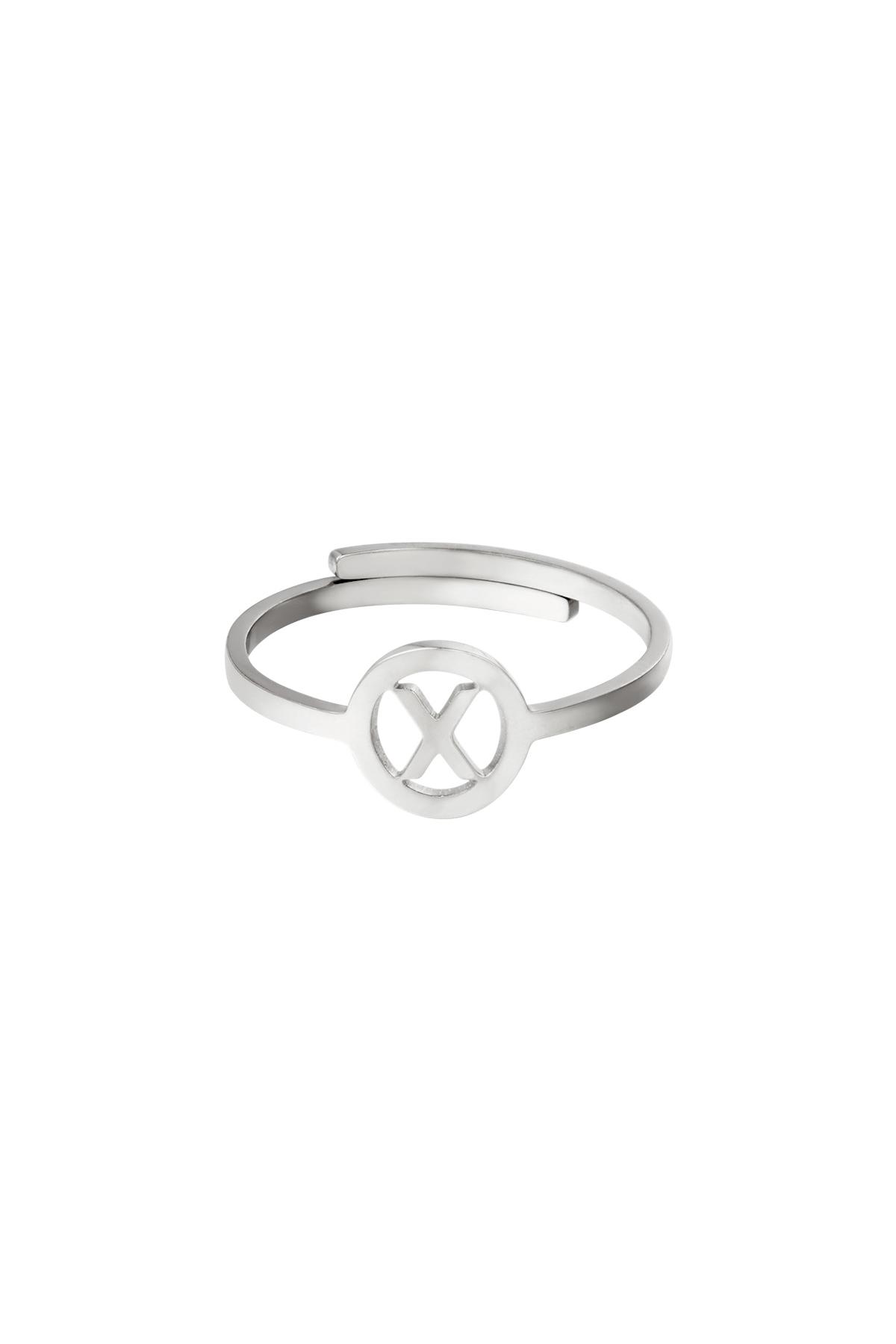 Edelstahlring Initiale X Silber