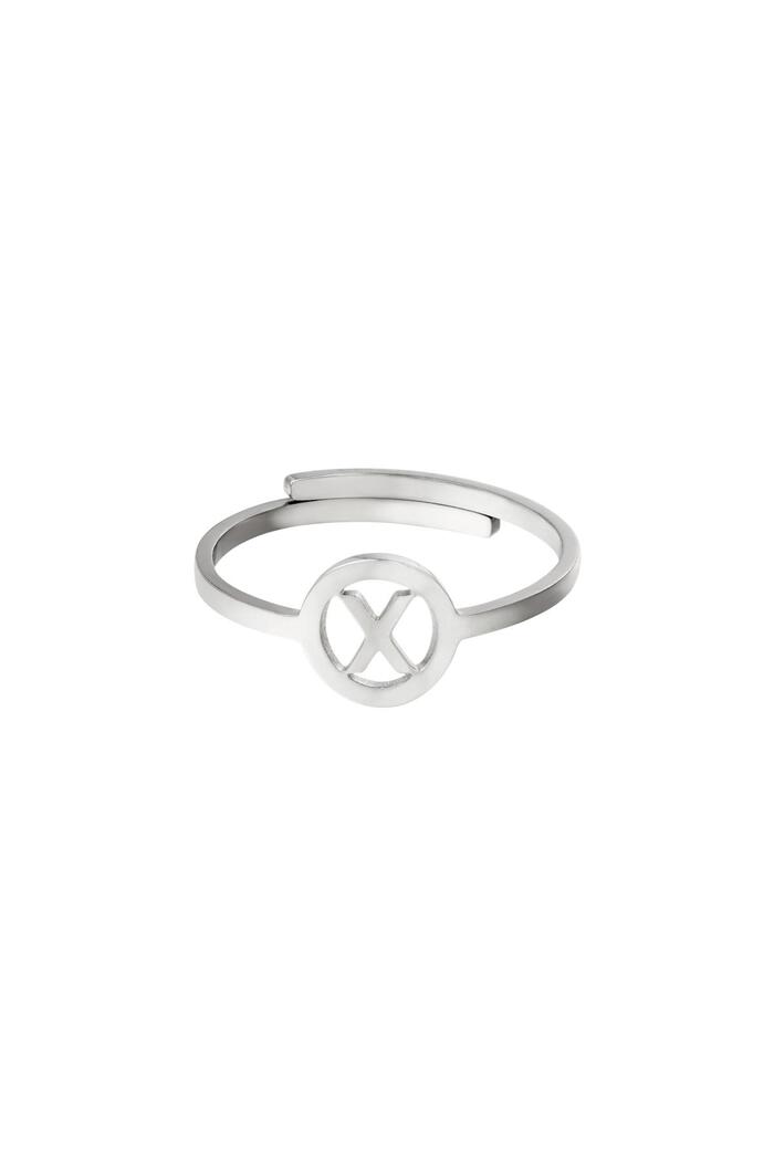 Stainless steel ring initial X Silver 