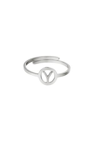 Stainless steel ring initial Y Silver h5 