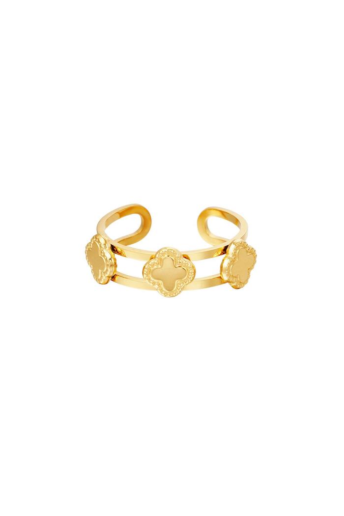 Ring Drei Kleeblätter Gold Edelstahl One size 
