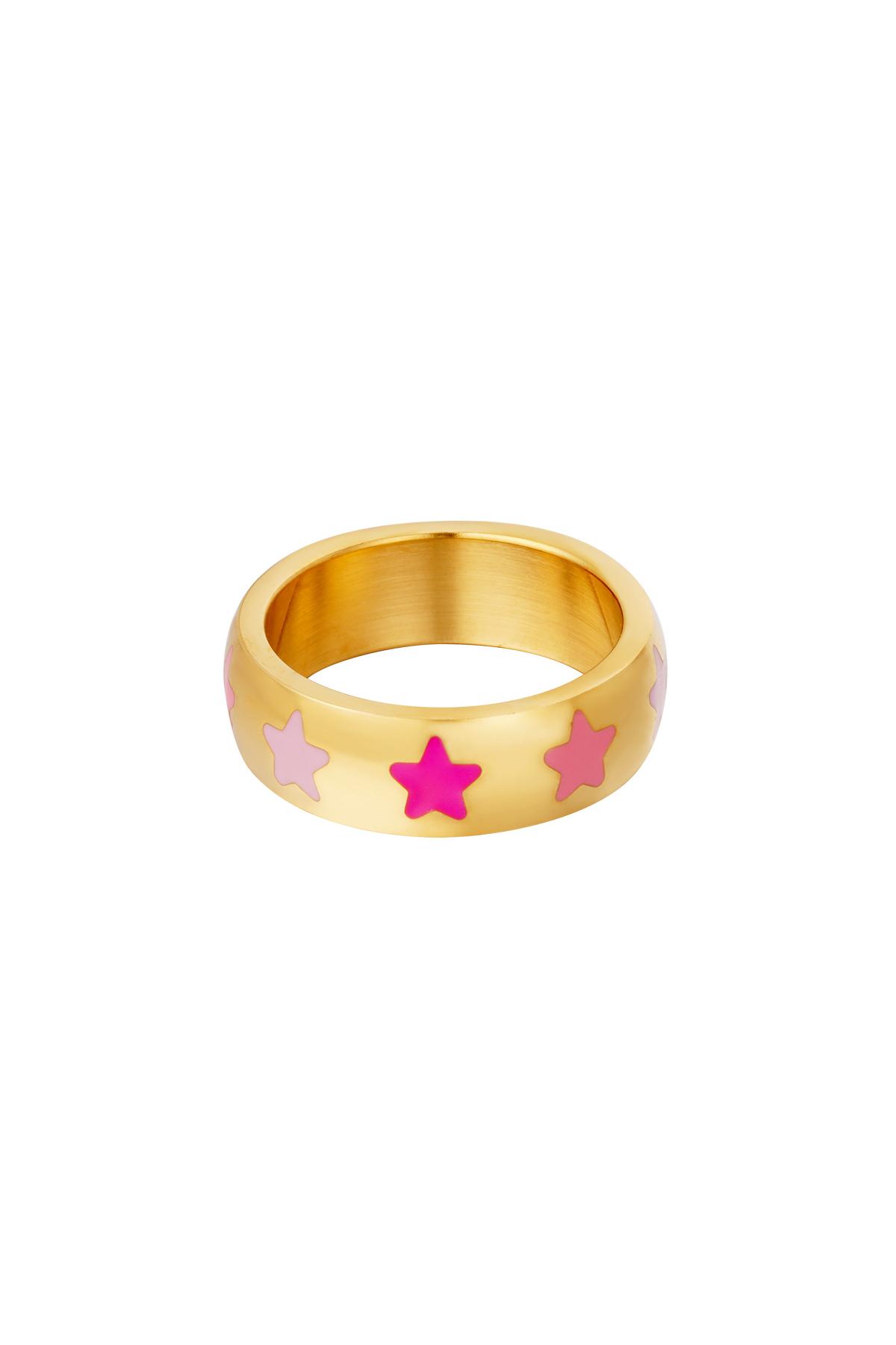 Stainless steel ring with stars Pink 16