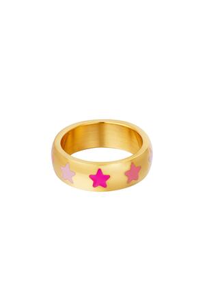 Stainless steel ring with stars Pink 16 h5 