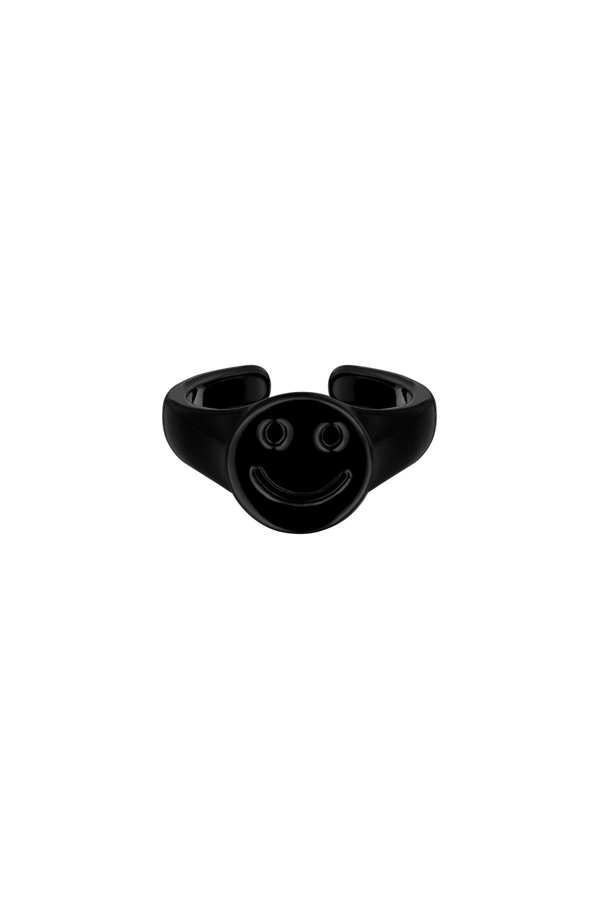 Cara sonriente de anillo de caramelo Negro Metal One size