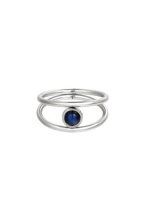 Stainless steel ring with enamel stone Silver 16 h5 