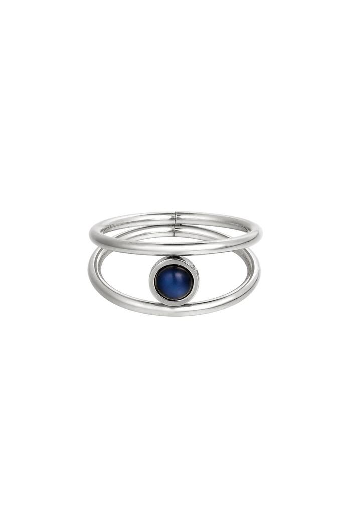 Stainless steel ring with enamel stone Silver 16 