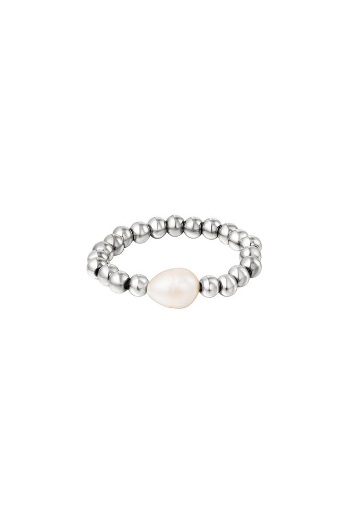 Ring pearl Silver Stainless Steel 17 