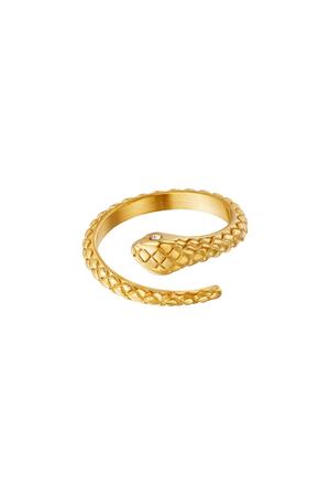 Stainless steel ring snake with zircon stone Gold One size h5 