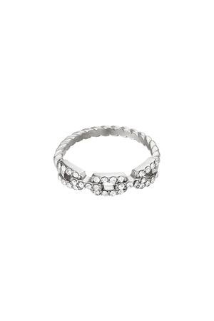 Ring in chain style and diamonds Silver Stainless Steel 16 h5 
