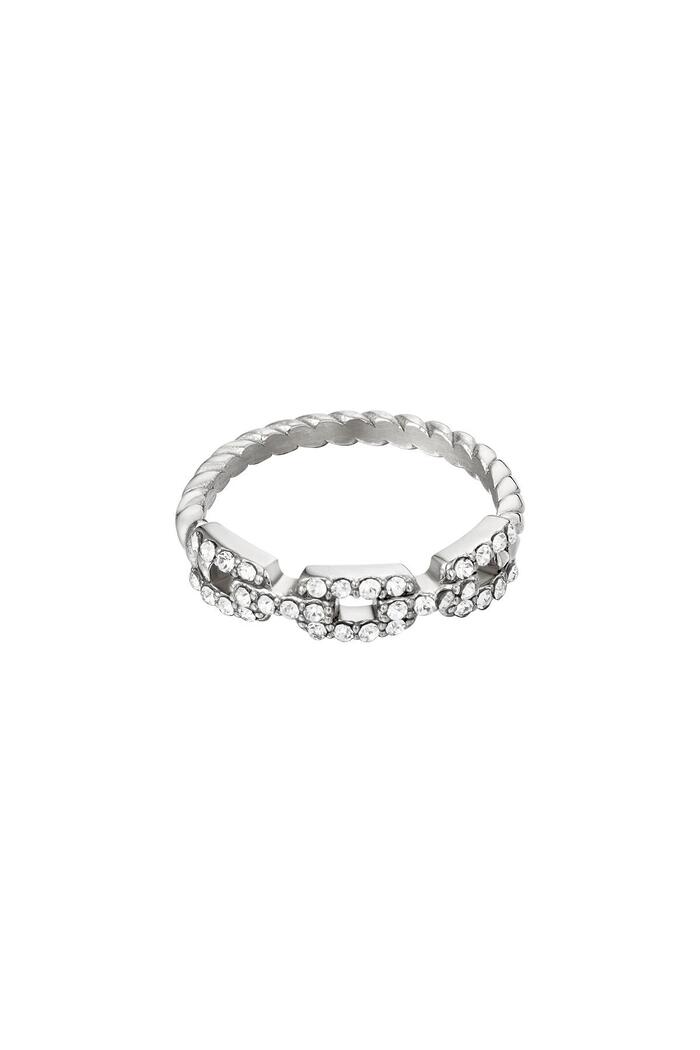 Ring in chain style and diamonds Silver Stainless Steel 16 
