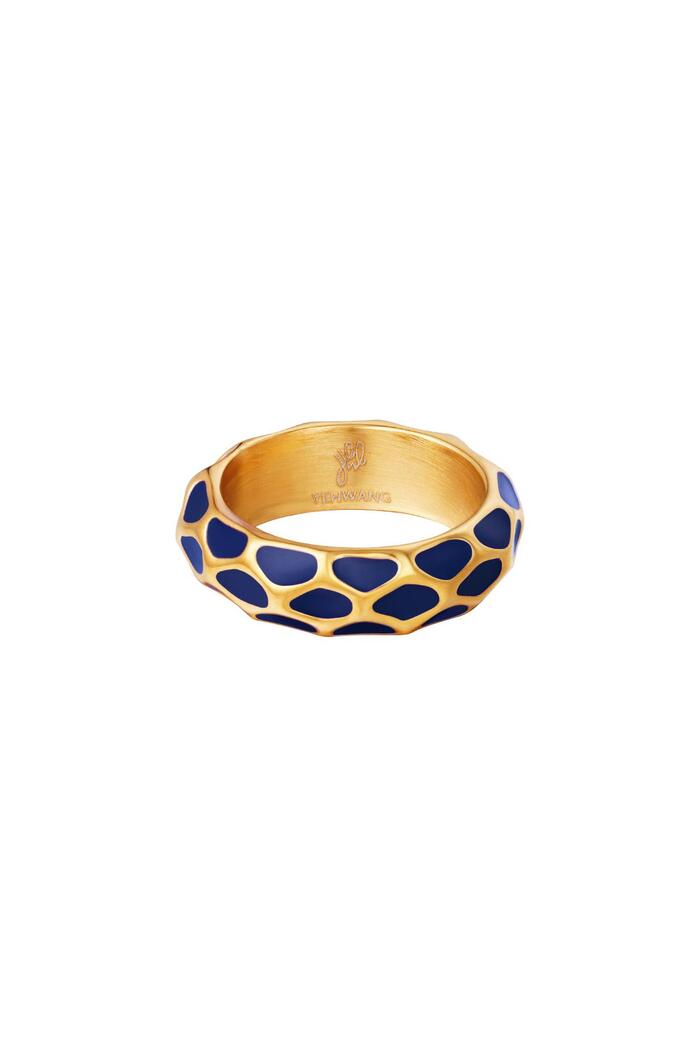 Patrón de anillo de jirafa Azul Acero inoxidable 16 