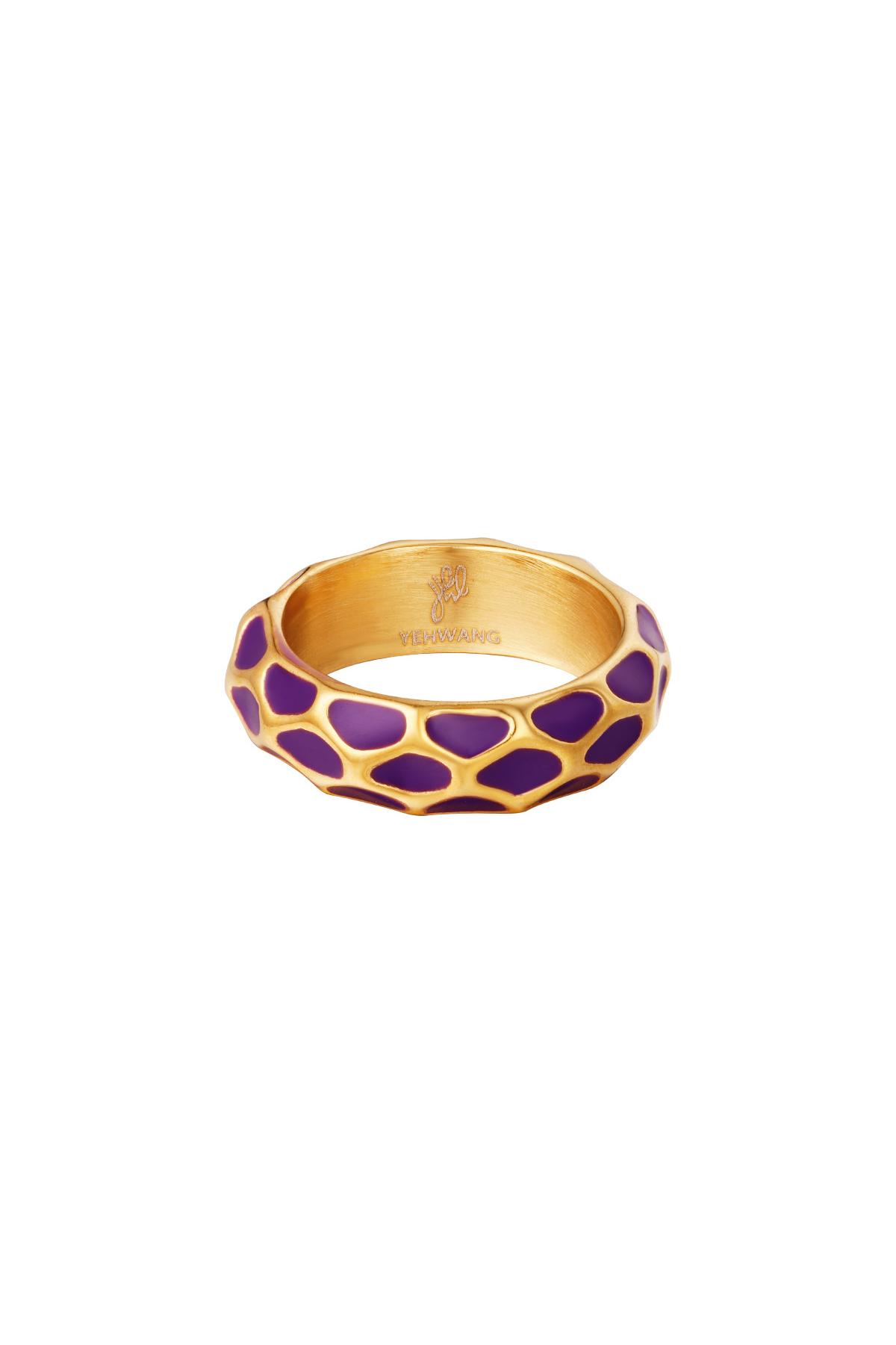 Ring Giraffe pattern Purple Stainless Steel 18