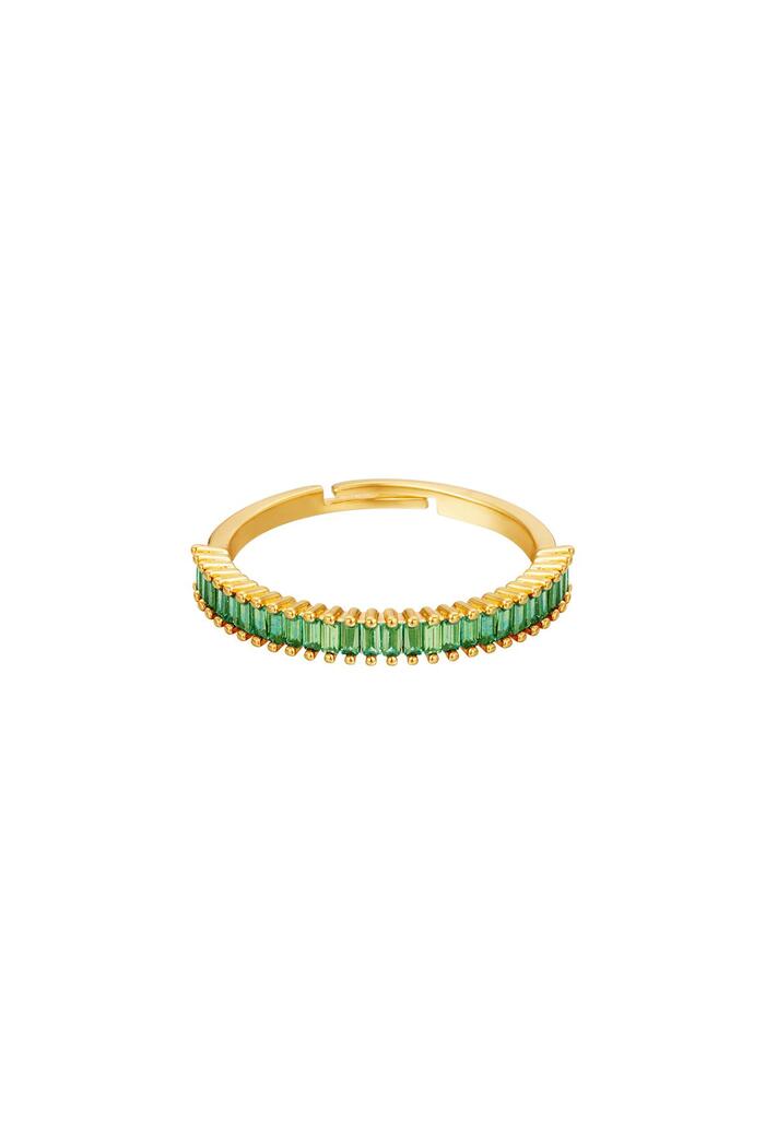 Koperen verstelbare ring gekleurd Groen One size 