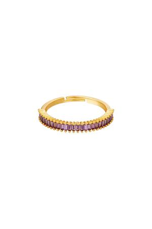 Verstelbare kleurrijke edelstenen ring Paars Koper One size h5 