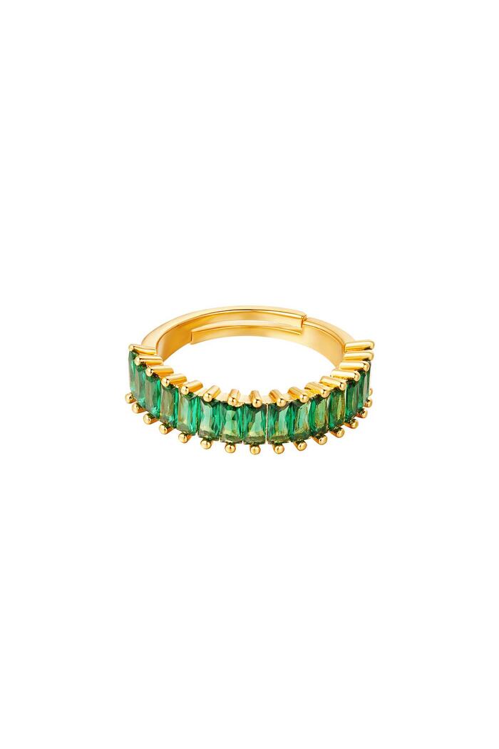Anello regolabile con pietre preziose colorate Green Copper One size 