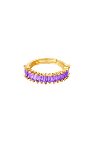 Verstelbare kleurrijke edelstenen ring Paars Koper One size h5 