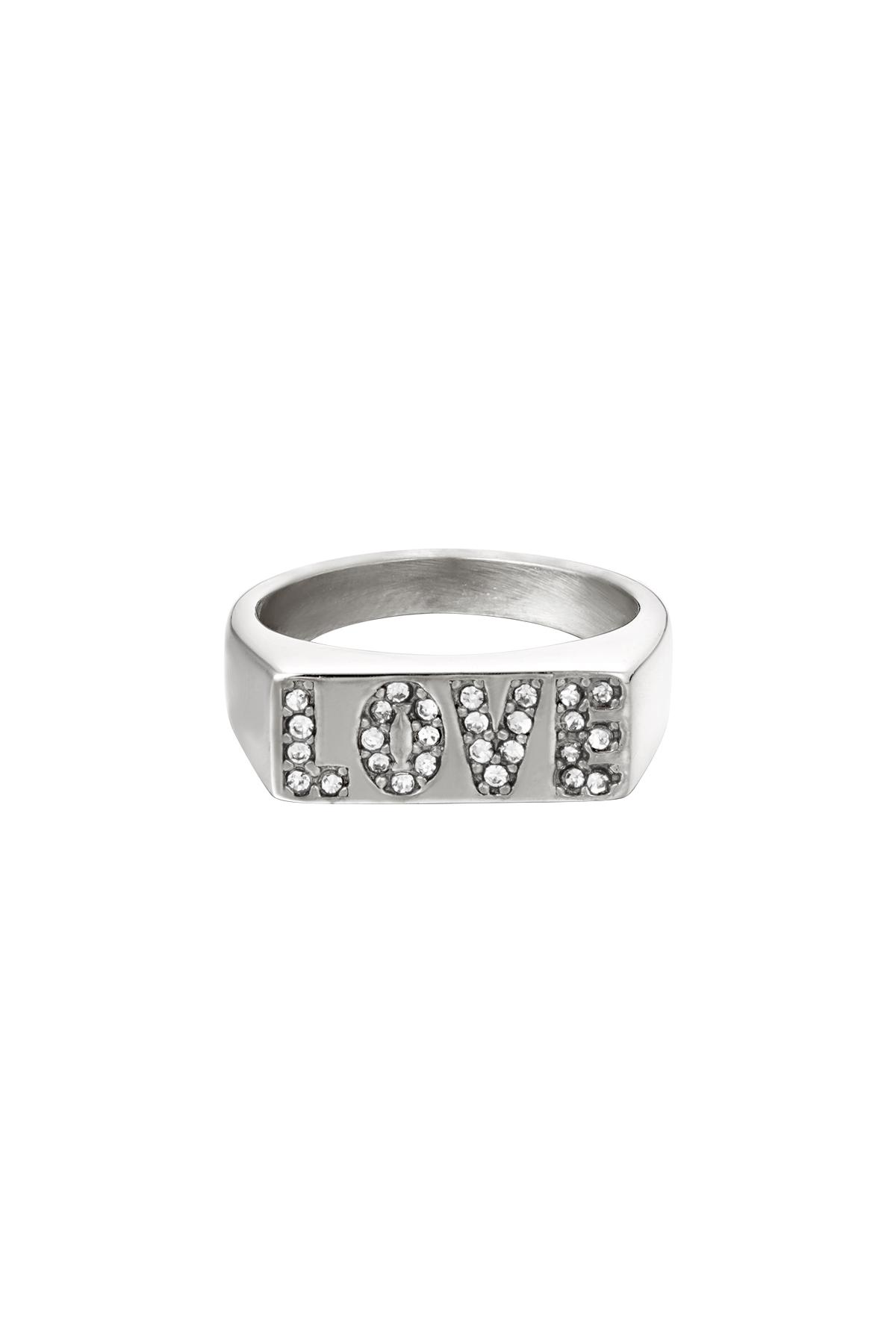 Stainless steel ring love with zircon details Silver 16