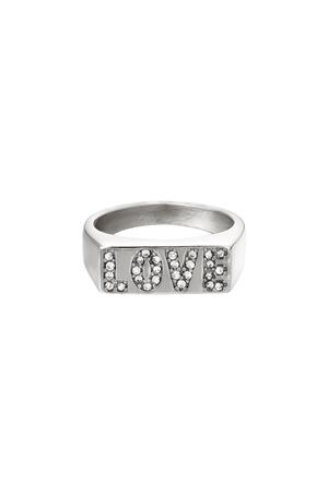Stainless steel ring love with zircon details Silver 17 h5 