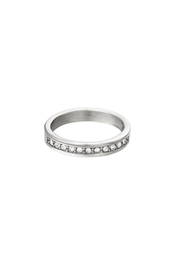 Stainless steel ring with zircon small stones Silver 18 