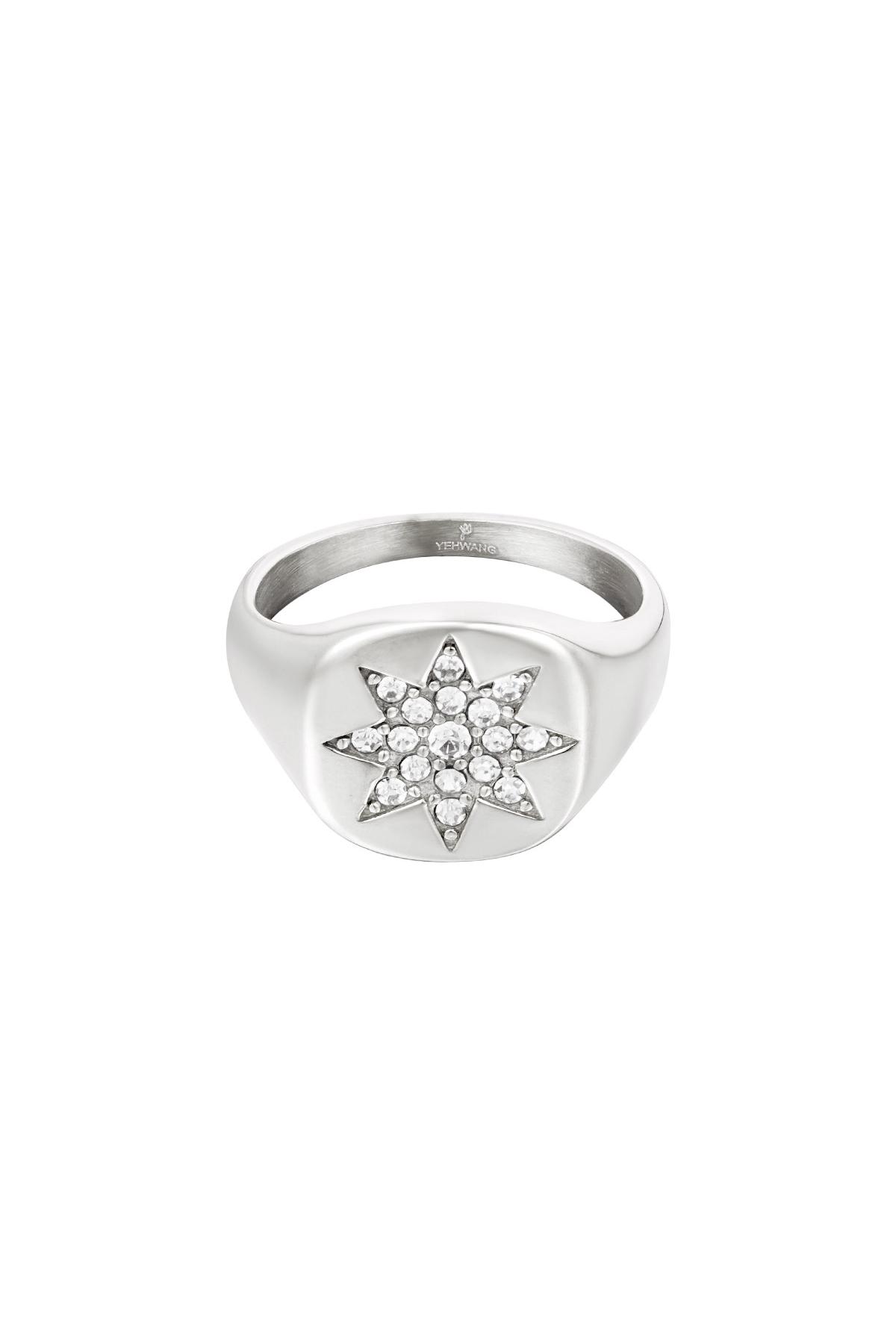 Ring big star Silver Stainless Steel 16