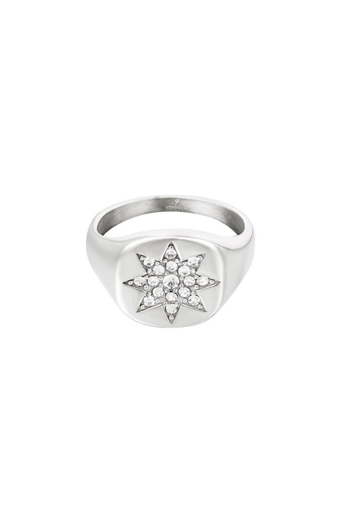 Ring big star Silver Stainless Steel 16 