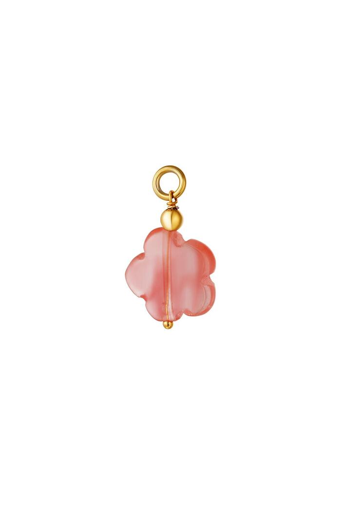 Stainless steel DIY charm Pink Stone 
