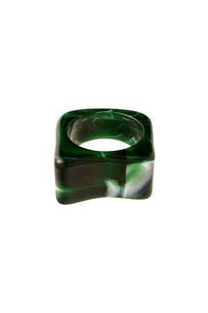 Poly resin ring square Green 17 h5 