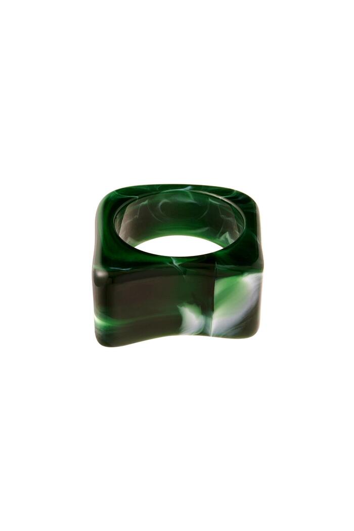 Anello quadrato in poliresina Green 17 