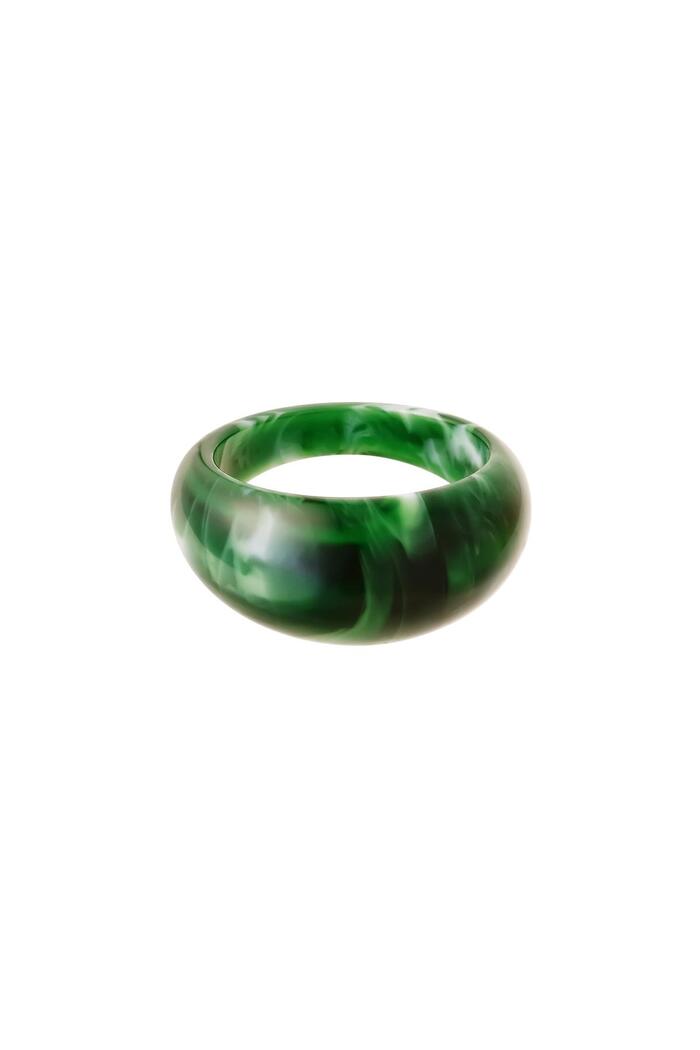 Poly resin ring round Green 17 